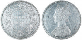 India, 1877(B), Victoria Rupee, Bombay Mint, in AU condition

KM-491