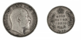 1909 (c) 1/2 Rupee (Ag) (KM 507)