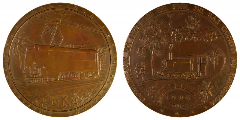 Belgium Congo Ae Medallion by Fisch, large 86mm diameter, issued for the 50th An...