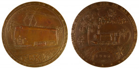 Belgium Congo Ae Medallion by Fisch, large 86mm diameter, issued for the 50th Anniversary of the Lower Congo to Katanga Rail Road Companies change fro...