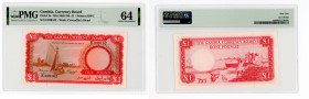 Gambia Currency Board ND(1967-70) £1 banknote, pick 2a, graded Choice Uncirculated 64 by PMG