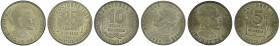 Guinea, 1958, 3 coin lot of 5, 10 and 20 Francs, all in uncirculated conditon with subdued lustre showing through.

5 Francs, KM 1

10 Francs KM 2

20...