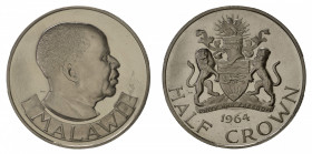 Malawi 1964 Copper-Nickel Zinc Proof issue Halfcrown, KM:4. First year of any coinage from this country and a low mintage of only 10,000 pieces struck...