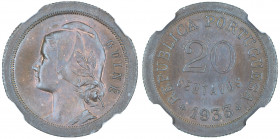 Portuguese Guinea 1933 20 Centavos Graded MS 67 BN by NGC. Highest graded coin at NGC.