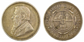 South Africa ZAR Ag 2 Shillings 1894, rarer date and nice toned EF, sadly has a scratch in the lettering of the denomination