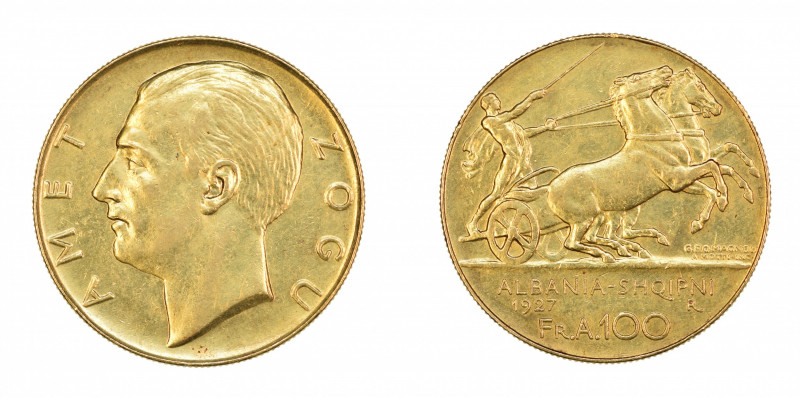 Albania 1927 R, 100 Franga Ari, in Extra Fine condition with some light cleaning...