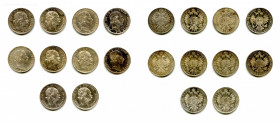 Austria, 10 coin lot of Florins 1858 to 1889