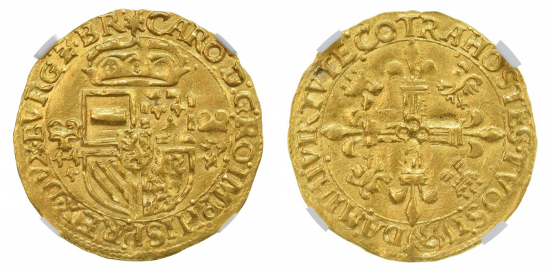 1553 Brabant Antwerp, Charles V of Spain, Couronne d'Or

Graded MS61 by NGC

Fr ...