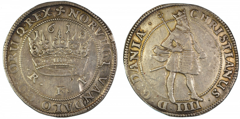 Denmark 1618, 1 Krone, in Fine to Very Fine conditionKM 59