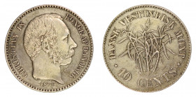 Danish West Indies 1878 Ag 10 Cents (KM:70) EF grade, Christian IX