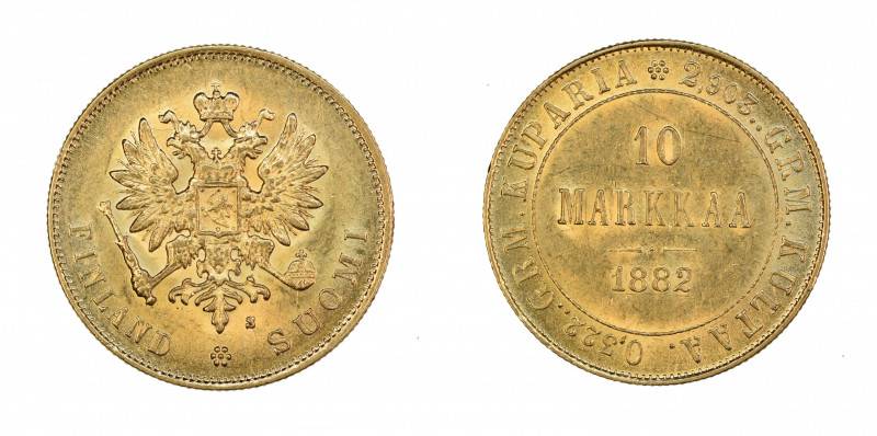 Finland 1882, 10 Markka in About Uncirculated condition

KM-8.2

0.0933 oz net