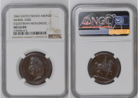 France 1842 DATED BRONZE Wurzb.-5685 Equestrian Monument Graded MS 66 BN by NGC. Highest graded coin at NGC.