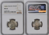 France 1868 A FRANC Graded MS 64 by NGC. Only 19 coins graded higher by NGC. KM-806.1