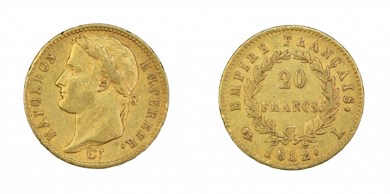 France 1812 L, 20 Francs in About Extra Fine condition. Mintage of only 17,941

...