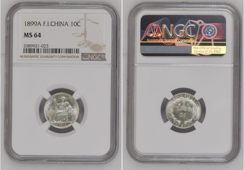 French Indo China 1899 A 10 Centimes Graded MS 64 by NGC. Only 3 coins graded hi...