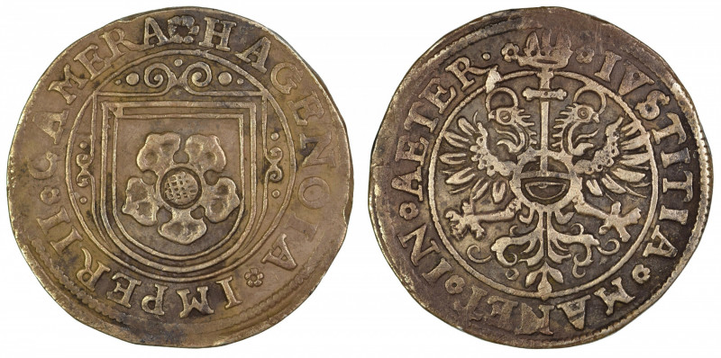 German States, City of Hagenau 1614 Ag ¼ Thaler (Dicken, 18 Kreuzer) KM: 28.1, E...