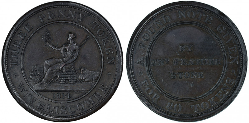 Gr. Britain, 1814, 3 Pence Token, in EF conditon 

Withers1225

Somerset, Wiveli...