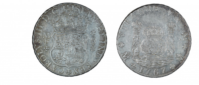 Mexico, 1767 MF, 8 Reales, Charles III, in About Extra Fine condition

KM-105