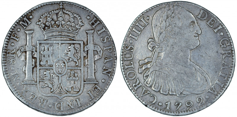 Mexico, 1792 Mo FM, 8 Reales, in AVF condition

KM-109