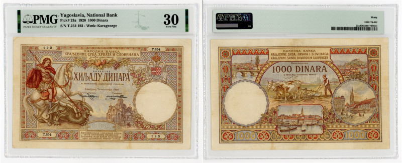 Yugoslavia, Yugoslavia National Bank, 1920 (30 nov 1920) 1,000 Dinara banknote, ...