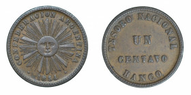 Argentina, 1854, 1 Centavo, in EF condition

KM-23