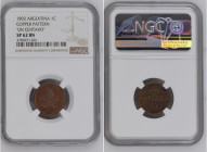 Argentina 1892 1 Centavos Copper Pattern ""un Centavo" "Graded SP 62 BN by NGC. Only 1 coins graded higher by NGC.