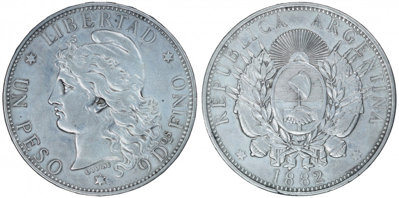 Argentina, 1882, Peso, in EF details condition

KM-29

Some cleaning