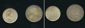 British Honduras, 2 coin lot 

1907 5 Cents, KM-14, in AU Details (spots) condition

1906 25 Cents, KM-14, in Good VF condition