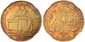 Chile 1841 SO IJ 8 ESCUDOS Graded AU 58 by NGC. Only 1 coins graded higher by NGC. KM-104

Weight is 0.7596 OZ