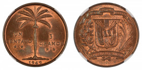 Dominican Republic 1949 Cu 1 centavo, NGC Graded MS 63 Red Brown, much lustre, scarce in mint state (KM: 17)