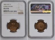 Haiti 1889 1 Cent Copper Pattern Graded MS 65 RB by NGC. Highest graded coin at NGC.