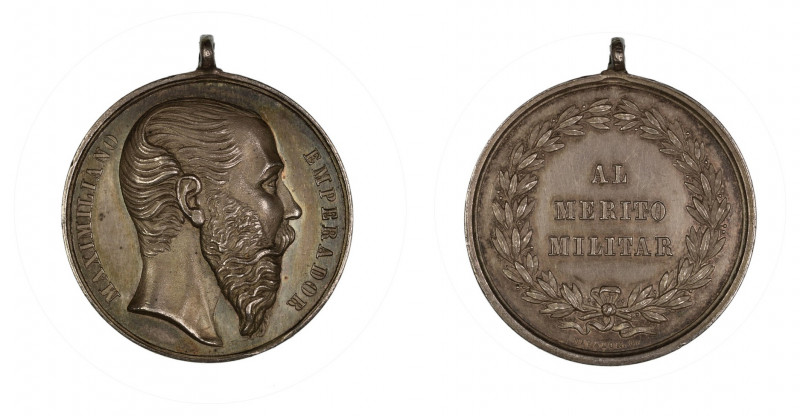 1864 -67 (Ag) Medal Of Merit. Emperor Maximilian (1864-67): Medal of merit, 32mm...