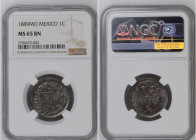 Mexico 1889 MO 1 Centavo Graded MS 65 BN by NGC. Only 8 coins graded higher by NGC. KM-391.6