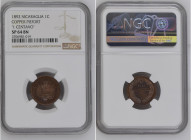 Nicaragua 1892 1 Centavo Copper Piefort ""1 Centavo"" Graded SP 64 BN by NGC. Highest graded coin at NGC.