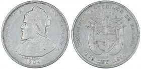 Panama , 1904, 50 Centesimos, in EF condition

KM-5