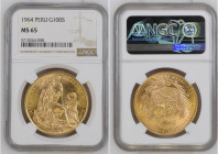 Peru 1964 G 100 SOLES Graded MS 65 by NGC. Only 45 coins graded higher by NGC. KM-231

Weight is 1.3543