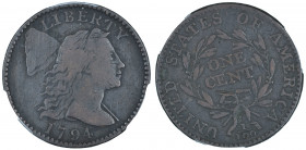 United States, 1794 1 cent with head of 1795, graded VF 25 by PCGS

KM 13