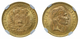 Venezuela 1930, 10 Bolivares, graded MS 67 by NGC, none higher and 17 in this grade.

Y#31

0.0927oz