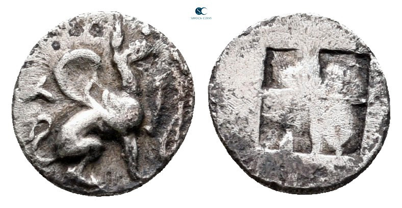 Ionia. Teos circa 510-450 BC. 
Hemiobol AR

8 mm, 0,36 g



very fine