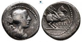 Q. Titius 90 BC. Rome. Quinarius AR