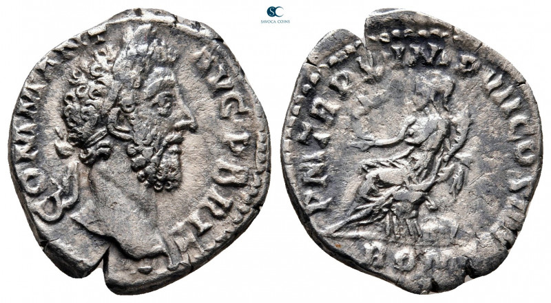 Commodus AD 180-192. Rome
Denarius AR

19 mm, 2,47 g



nearly very fine