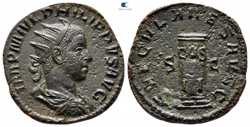 Philip II AD 247-249. Rome
Dupondius Æ

25 mm, 9,74 g



very fine