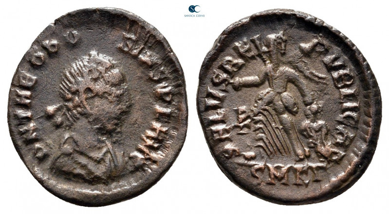 Theodosius I AD 379-395. Cyzicus
Follis Æ

14 mm, 1,03 g



nearly very f...