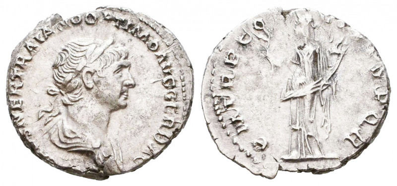 Trajan (AD 98-117). AR denarius. Rome.

Weight: 3,4 gr
Diameter: 18,5 mm