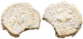 Byzantine Lead Seals, 7th - 13th Centuries
Reference:
Condition: Very Fine

Weight: 24,1 gr
Diameter: 31,5 mm