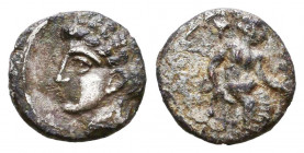 Cilicia, Uncertain mint AR Obol. 4th century BC.

Weight: 0,6 gr
Diameter: 9,9 mm