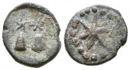 SICILY, Tyndaris. Circa 211-205 BC. AE. Caps of the Dioskouroi; XI below / Star. Campana 26A; BAR Issue 6; CNS 23; HGC 2, 1631.

Weight: 3,9 gr
Dia...