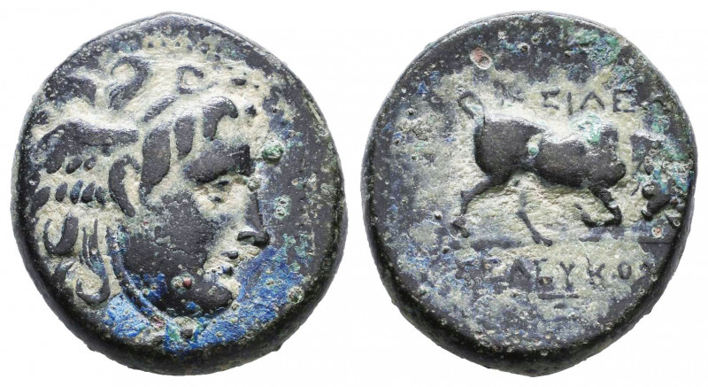 Seleukid Empire, Seleukos I Nikator Æ 21mm. Antioch on the Orontes, late 280s BC...