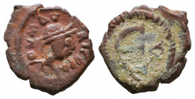 Justin II. Pentanummium. 565-578 AD.

Weight: 1,5 gr
Diameter: 15,3 mm
