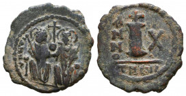Justin II, with Sophia, 565-578. Follis, Theopolis.

Weight: 2,5 gr
Diameter: 19,7 mm